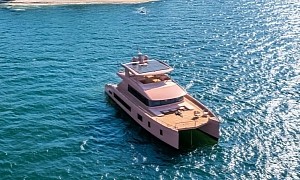 VisionF 80 Catamaran With Custom Pink Paintwork Looks Like Barbie's Dream Yacht