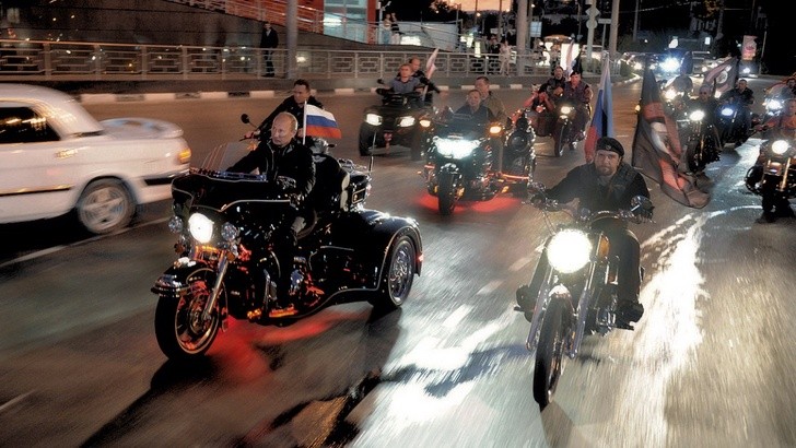 Putin riding with the Night Wolves