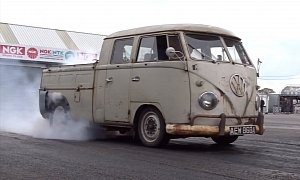 Volkswagen Bus with 560 HP Subaru Engine Is a Weird Pickup Truck: 12s Quarter Mile