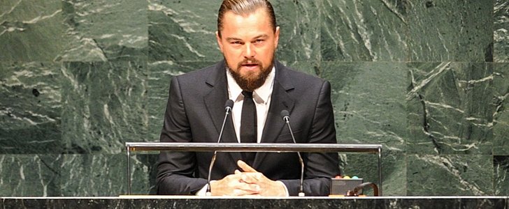 Leonardo DiCaprio speaking during the opening ceremony of the Climate Summit at the UN headquarters in New York 