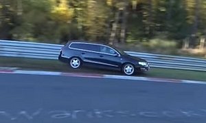 Volkswagen Driver Fights His Passat in Agonising Nurburgring Near Crash