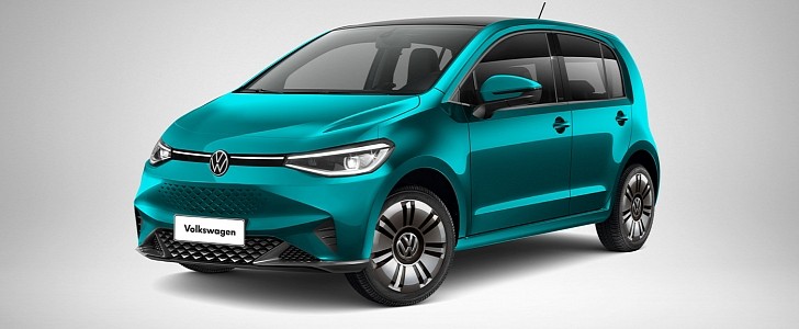 Volkswagen e-up! rendering with ID.3 front fascia and T-Cross taillights