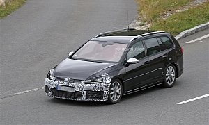 Volkswagen Golf R Facelift Spied Testing With Wagon Body Style