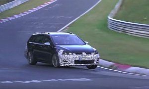 Volkswagen Golf R SportWagen Facelift Flies on Nurburgring, Gets On Three Wheels