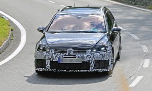 Volkswagen Golf R SportWagen Facelift Spotted Trying to Hide Its Muscles