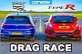 Volkswagen Golf R vs. Honda Civic Type R Drag Race Is Embarrassingly One-Sided