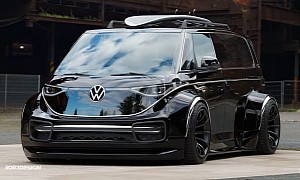 Volkswagen ID. Buzz 'Kombi' Is Like a Surfer Van on Slammed Widebody CGI Steroids