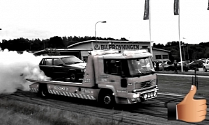Volvo 750 Does Burnout While On a Tow Truck!