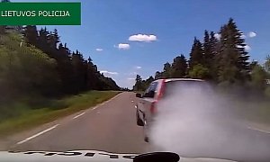 Volvo Driver Throws Spikes and Shrouds Its Car in Smoke to Outrun the Police