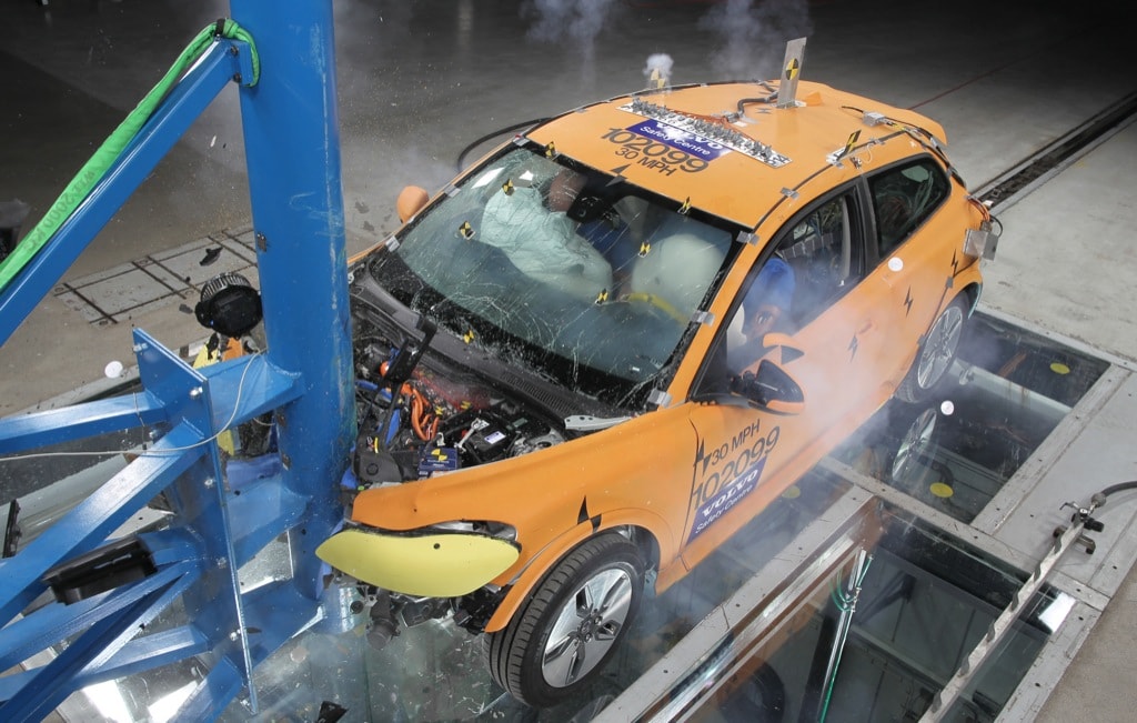 Volvo EV during crash test