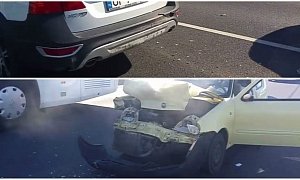 Volvo XC70 Looks Unharmed After Crash That Leaves Fiat a Wreck