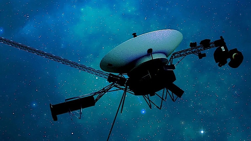Artist's idea of a Voyager spacecraft in deep space