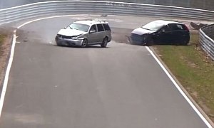 VW Golf and Fiat Punto Get Wrecked in Nurburgring Synchronized Crash