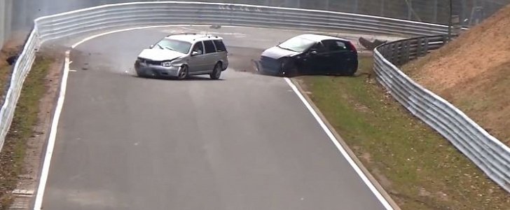 VW Golf and Fiat Punto Get Wrecked in Nurburgring crash