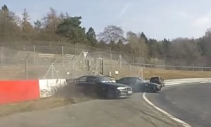 VW Golf Dodges Nurburgring Oil Spill Accident as BMW Crashes into Toyota 86