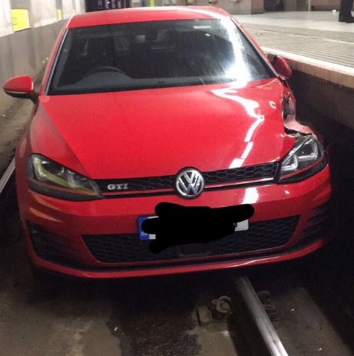 VW Golf GTI Chased by Police Drives onto Railway Tracks at Manchester ...