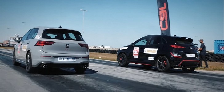 DRAG RACE: Volkswagen Golf GTI vs Hyundai Kona N