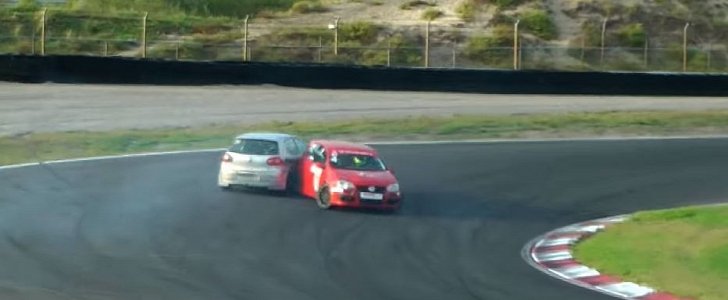 VW Golf GTI Takes Out Another GTI: track day crash