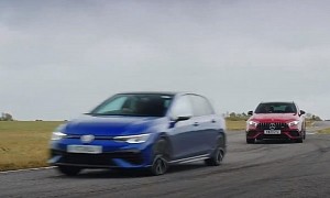 VW Golf R and Mercedes-AMG A 45 S Stage Super Hot Hatch Drift Competition
