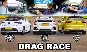 VW Golf vs. Toyota Corolla vs. Honda Civic Drag Race, Mum Trash-Talks the Civic