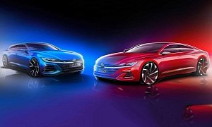VW Reveals Arteon Facelift and Shooting Brake Sketches, Full Launch on June 24