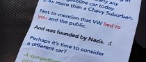 VW TDI Owner in Portland Finds This Note in His Windshield: Emissions and Nazis