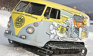 VW Van Turned into Tank-Tracked Party House