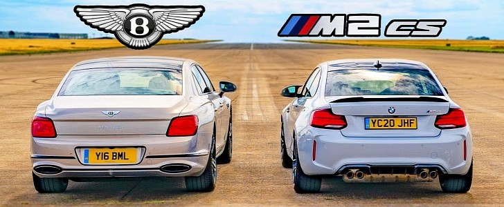 BMW M2 CS vs Bentley Flying Spur drag race