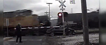 W211 E-Class Hits Train, Gets Hit by Another Train
