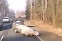 Wagging the Dog - Lada Niva SUV Ends Up in a Ditch After Losing Control of the Trailer