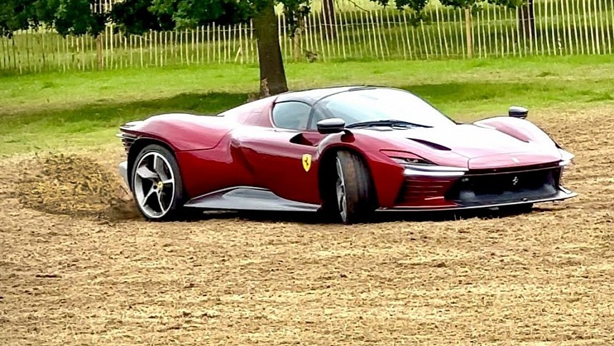 $4M Ferrari Daytona SP3 hypercar in the dirt, where it belongs