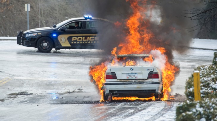 BMW E36 M3 Up in Flames