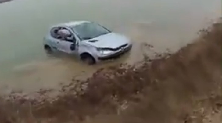 car lands on water
