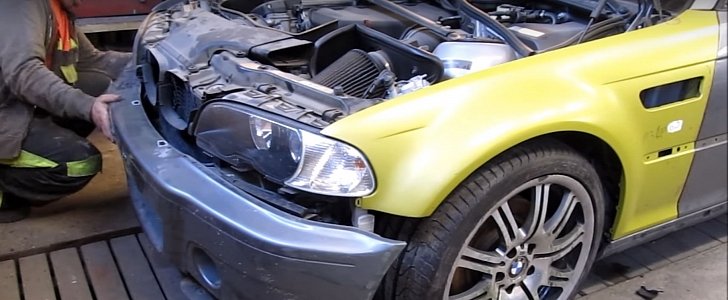 Watch a Crashed E46 BMW M3 Get Fixed by a Russian Mechanic