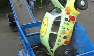 Watch a Hippie VW Beetle Get Shredded to Pieces