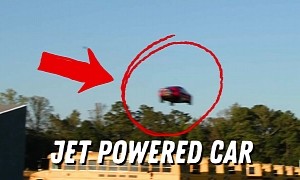 Watch a Jet-Engined '97 Pontiac Firebird Attempt To Jump 120 Yards Over 12 Skoolies