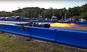 Watch a Jet-Powered, Flame-Spitting Dragster Hit Almost 300 MPH on the Quarter-Mile
