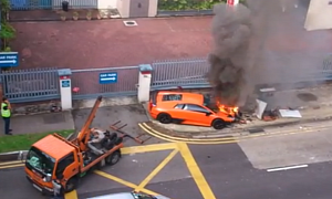 Watch a Lamborghini Murcielago Slowly Catch Fire