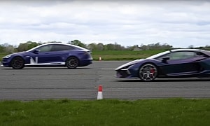 Watch a Lamborghini Revuelto Get Schooled by a Tesla Model S Plaid
