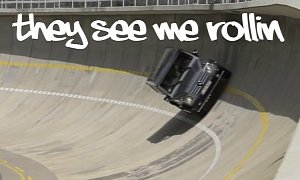 Watch a Mercedes G-Class Go Around a Banked Test Track
