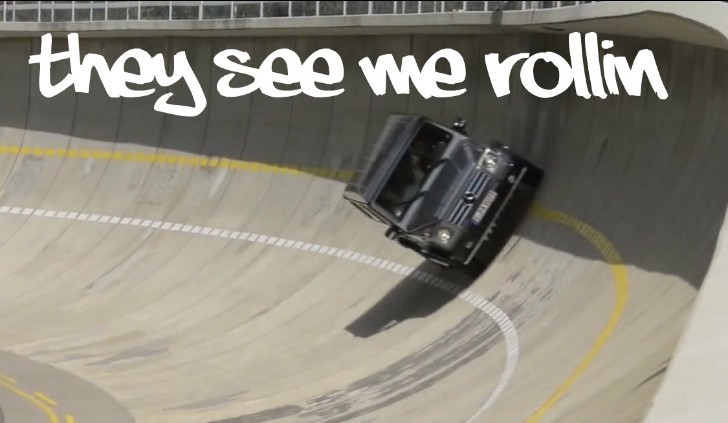 Watch a Mercedes G-Class Go Around a Banked Test Track