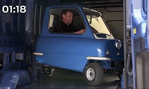 Peel P50 Performs Y-Turn Inside a Ford Transit