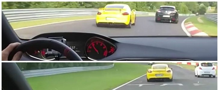 Watch a Peugeot 308 GTi 270 Chase the Cayman GT4 on the Nurburgring
