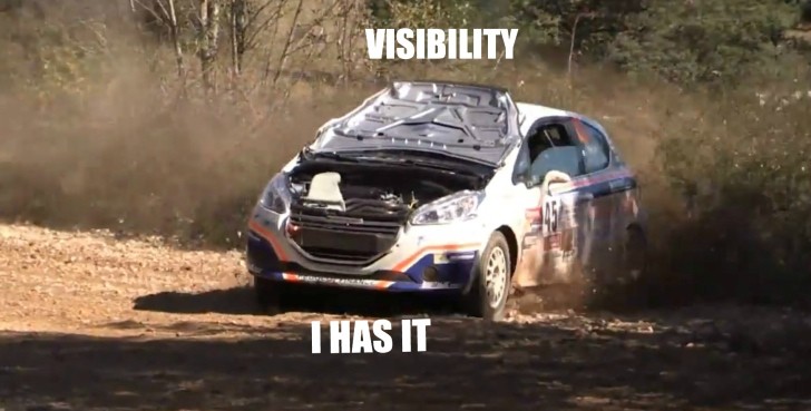Rally Driver Goes Flat Out with the Hood Up