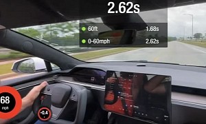 Watch a Tesla Model S Plaid Hit 60 MPH in 2.6 Seconds Despite Rainy Conditions