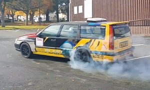 Watch a Twin-Engined Volvo Wagon Pulling a Burnout with Its Rear Engine
