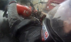 Watch and Learn: Unaware Rider Crashes Silly in the Rain