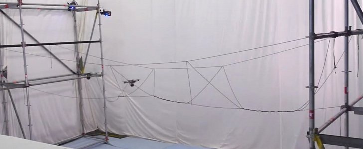 Drones Building a Bridge Out of Ropes