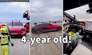 Watch a Four-Year-Old Kid Launch a Tesla Model S Plaid to 124 Mph Like He Owns It