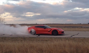 Watch Hennessey's Twin Turbo 2014 Corvette Doing a Burnout